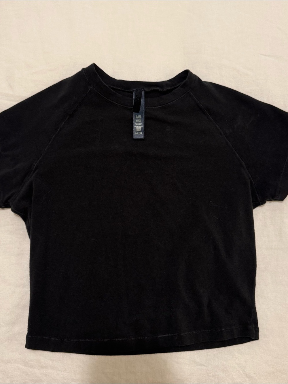 SKIMS Black Cotton Stretch Tee Size S